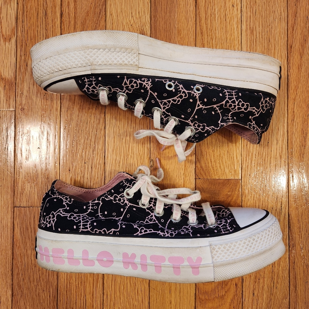 Converse Hello Kitty Black and Pink Platform Shoes